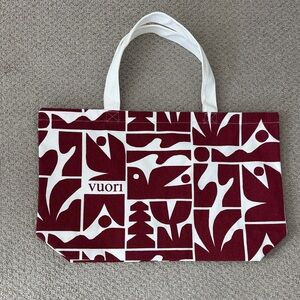 Vuori Limited Edition Holiday 2025 Burgundy and White Graphic Tote